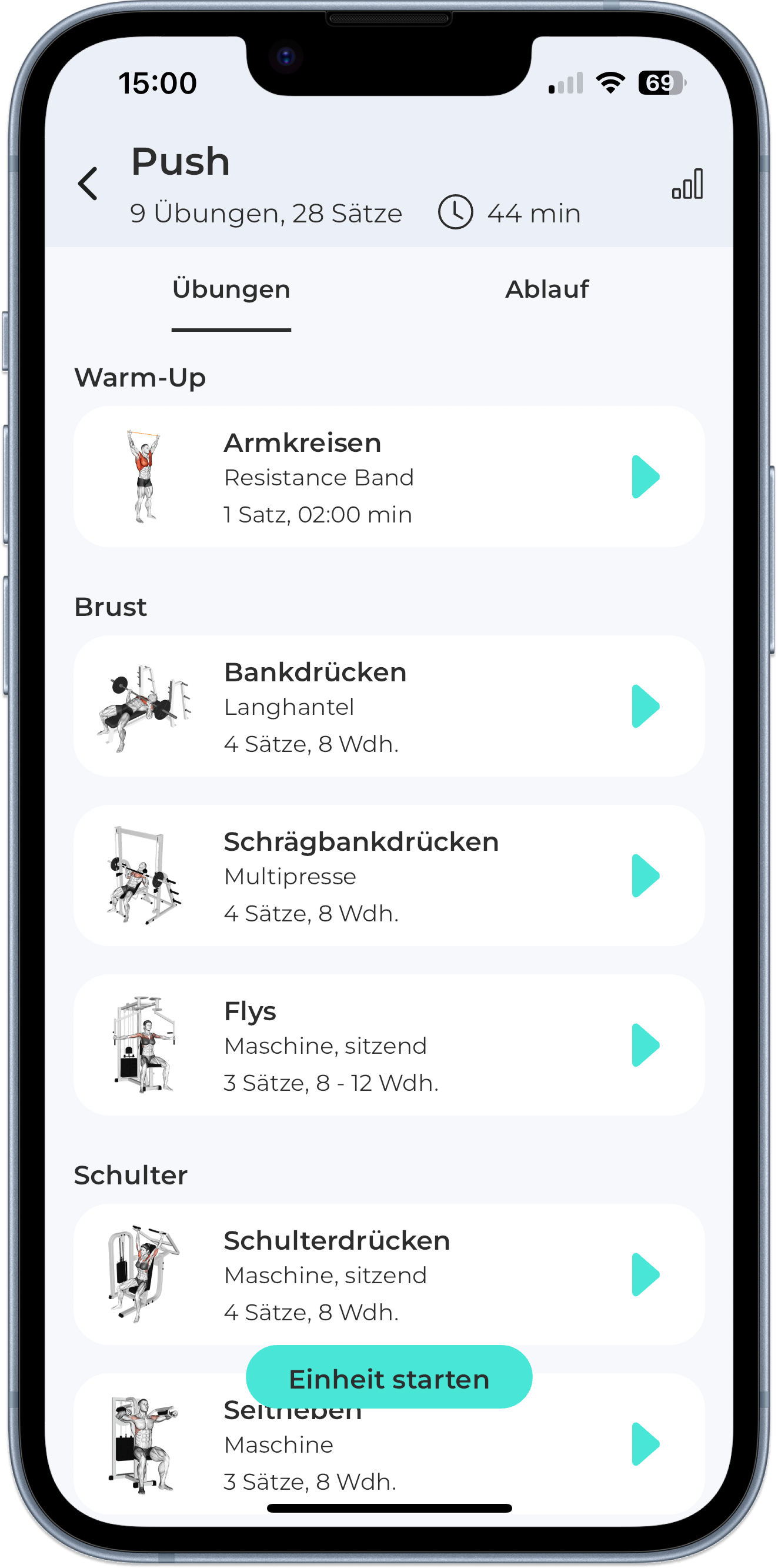 Paul Sports App – Trainingsplan mit Push-Workout